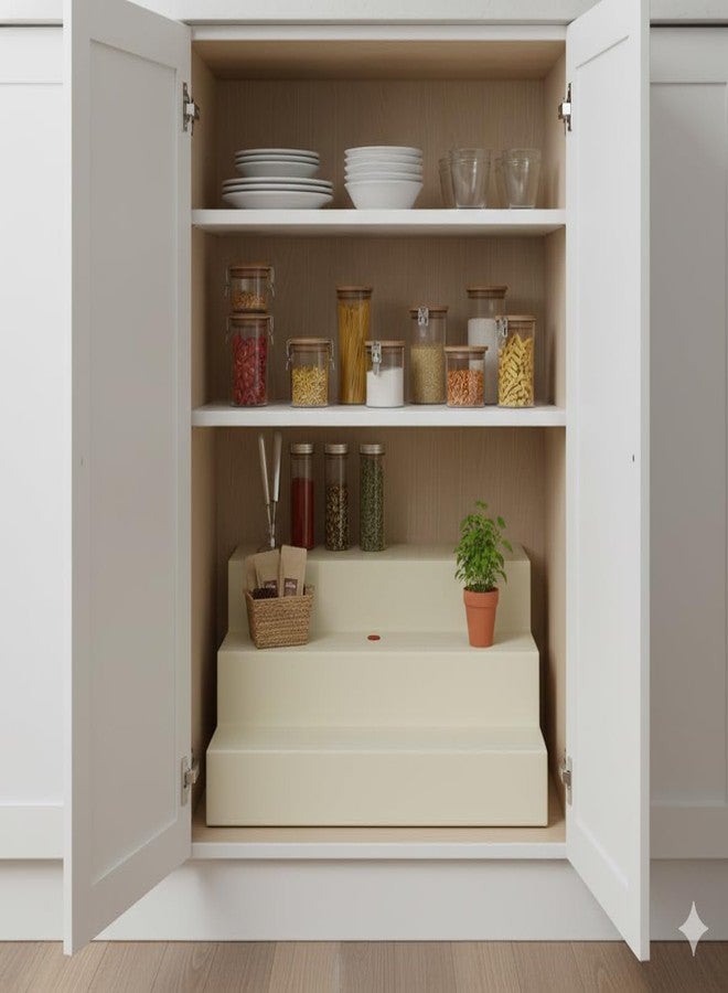 appeasy Plastic 2 Tier/3 Tier Rectangular Kitchen Cupboard Space Saving Shelf Organizer , Beige (L 22 cm, W29 cm, H 10 cm) - Image 5